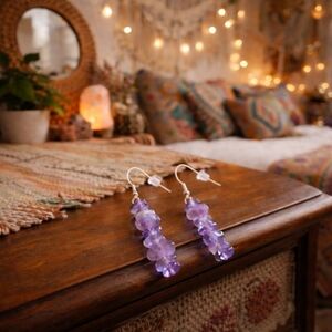Purple Amethyst Earrings - Artisan Handmade In Canada - New Item (1.5")